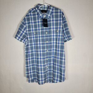 NEW!! Lucky Brand Men's Blue Plaid Humboldt Woven Button-Down Shirts Small